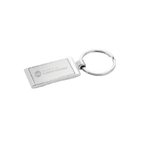 Image of a silver UIC branded keychain